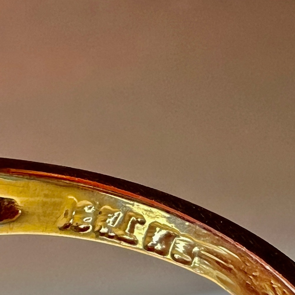 Vintage 18K Gold HGE Ring (Size 7 US) w 9 CZ Stones, Rosette Estate Jewelry, Flo - Picture 8 of 11